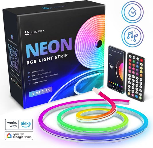 "Lideka Smart NEON RGB LED Strip 3 meter - LED Strips with 16 Million Colors - Music Option"
Product Name in English: Lideka Smart NEON RGB LED Strip 3 meter