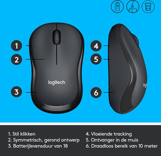 Logitech M220 Silent Wireless Mouse - Grey
Logitech M220 Silent Wireless Mouse Grey