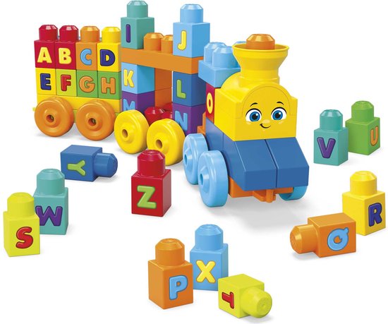 "Muzikale ABC-trein van MEGA Bloks - 50 blokken met geluid - Bouwstenen met geluiden"
Productnaam in het Engels: "MEGA Bloks ABC Musical Train"