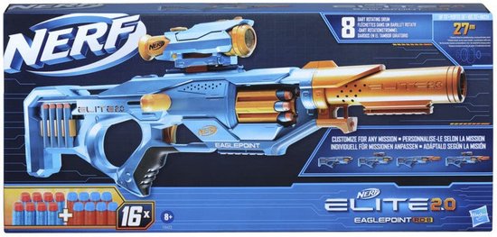 "NERF Elite 2.0 Eaglepoint RD 8 - Blaster" kan worden herschreven als "NERF Elite 2.0 Eaglepoint RD 8 Blaster - Verbeterde Schietervaring".
De Engelse productnaam zonder leestekens is "NERF Elite 2.0 Eaglepoint RD 8 Blaster".
