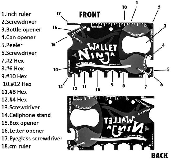 18-in-1 Wallet Ninja Credit Card Tool - Compact and Versatile Tool for Your Wallet
Product Name in English: Wallet Ninja