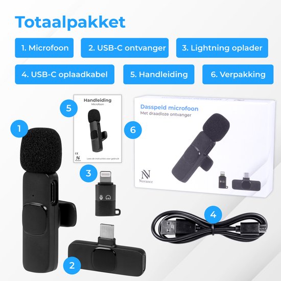 Nuvance Wireless Lavalier Microphone - USB C & iPhone - Plug & Play
Wireless Lavalier Microphone