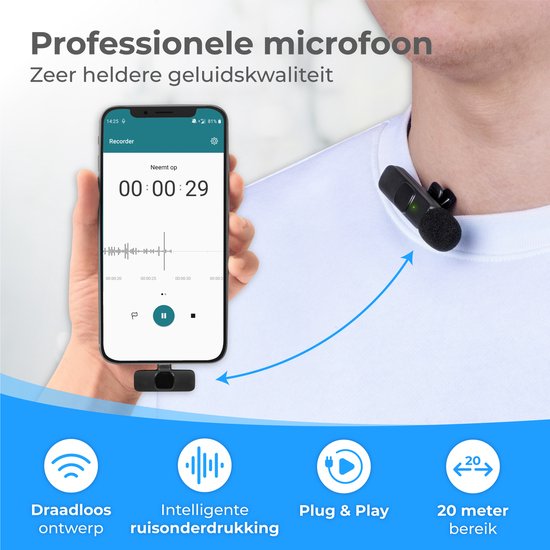 Nuvance Wireless Lavalier Microphone - USB C & iPhone - Plug & Play
Wireless Lavalier Microphone