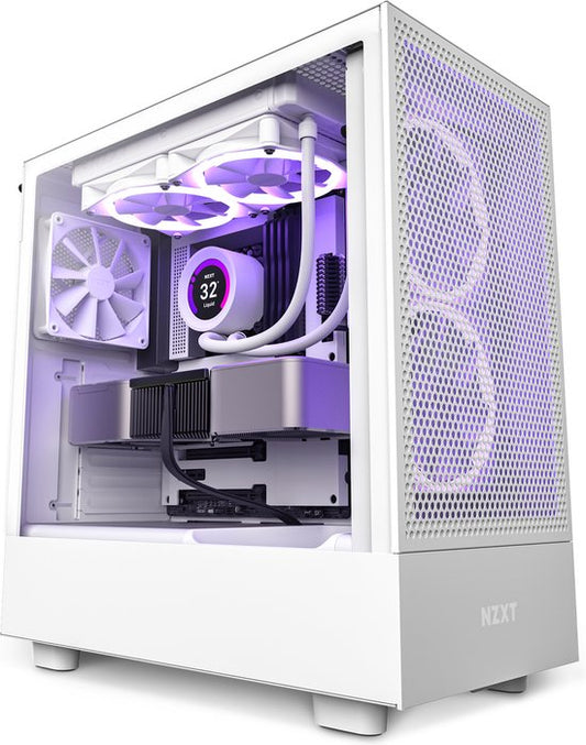 NZXT H5 FLOW White Midtower Case - Mini-ITX, Micro-ATX, ATX - No Power Supply - SGCC Steel, Tempered Glass - White
NZXT H5 FLOW White