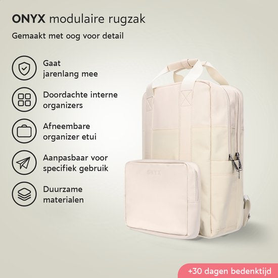 ONYX 20L Backpack with Laptop Compartment - Removable Organizer Pouch - Unisex - Laptop Bag - School Bag - Beige
