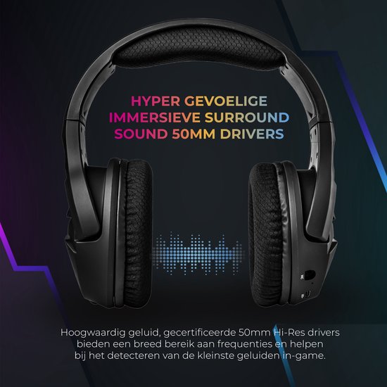 Phreeze GH-W Wireless Gaming Headset with Microphone - 2.4 GHz Wireless USB-C and USB-A - For PS4/PS5/XBOX/NINTENDO SWITCH - Over Ear Headphones with RGB Lighting - 15 Hours Playtime - Game Headset - Suitable for FPS Shooters and RPG
Phreeze GH-W Wireless Gaming Headset