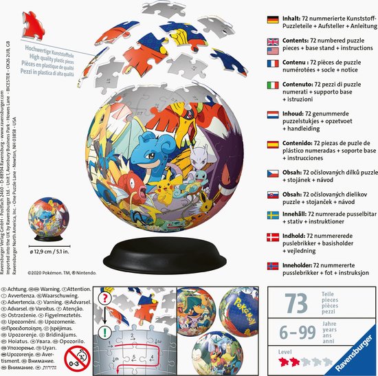 "72 Piece Ravensburger 3D Puzzle - Pokémon Ball"