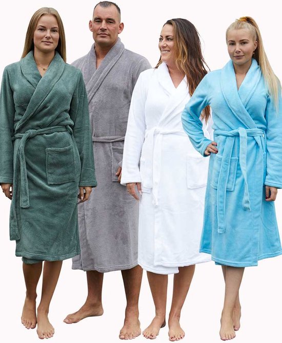 "Green Fleece Unisex Bathrobe with Shawl Collar - Relax Company - Size L/XL"
Product Name in English: "Green Fleece Unisex Bathrobe with Shawl Collar"