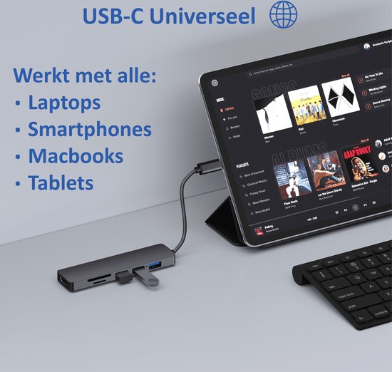 "Premium Quality Rolio USB C Hub - Universal - 4K HDMI".
Productnaam in het Engels: "Rolio USB C Hub".
