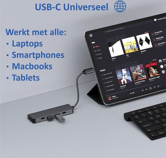 Rolio USB-C Hub met 4K HDMI, USB 3.0 en USB-C-aansluiting
Productnaam in het Engels: Rolio USB-C Hub 4K HDMI USB 3.0 USB-C