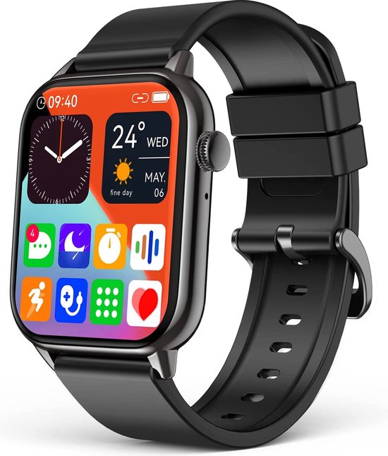 "Smartwatch SAMTECH - Men & Women - Watch - with HD Touchscreen - Step Counter, Calorie Tracker, Sleep Monitor - Compatible with Samsung, iPhone, Apple iOS, Android and more - Black"
Productnaam in het Engels: SAMTECH Smartwatch