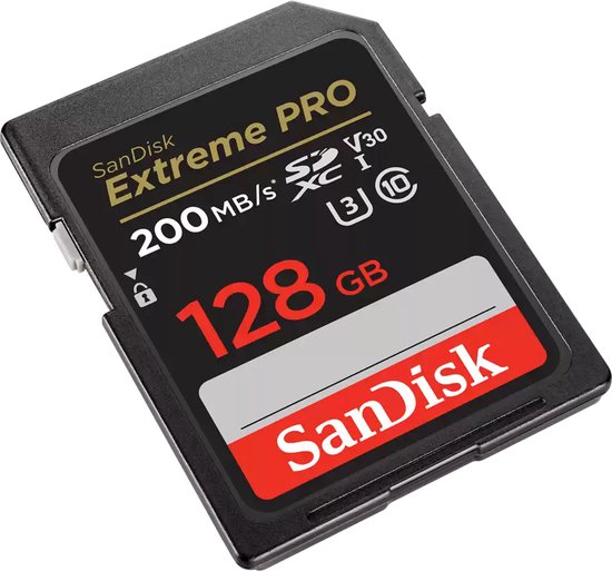 SanDisk Extreme Pro SDXC - 128GB 200/90 mb/s - V30
SanDisk Extreme Pro SDXC 128GB 200/90 mb/s V30