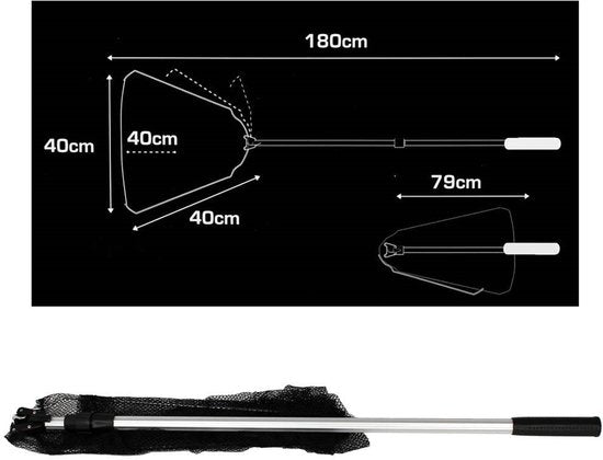 Opvouwbaar en opklapbaar aluminium schepnet van 170cm - Engelse productnaam: Folding and collapsible aluminum fishing net 170cm