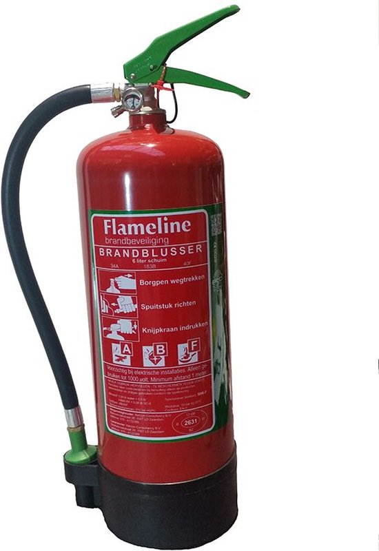 "6 liter ABF Flameline Foam Fire Extinguisher with Wall Bracket and Inspection"
Productnaam in het Engels: ABF Flameline Foam Fire Extinguisher