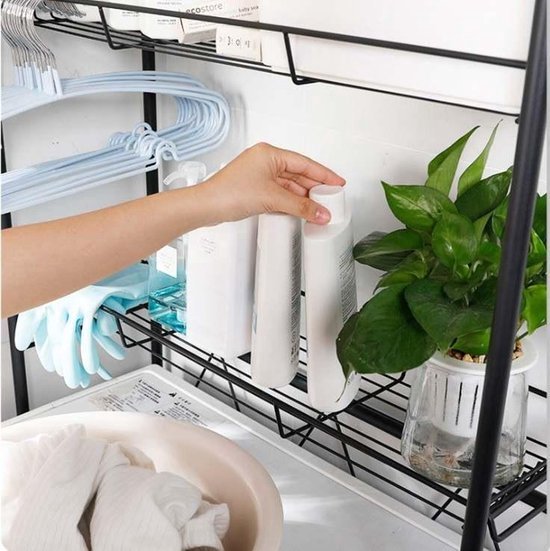 Sleek Black Metal Laundry Shelf & Bathroom Cabinet - Sens Design