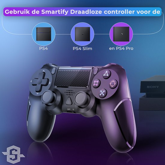 Smartify Controller V2 - Draadloos - Zwart - Geschikt voor PS4
Smartify Controller V2 - Wireless - Black - Compatible with PS4