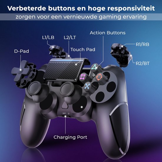 Smartify Controller V2 - Draadloos - Zwart - Geschikt voor PS4
Smartify Controller V2 - Wireless - Black - Compatible with PS4