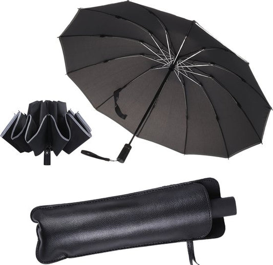 Opvouwbare Stormparaplu - 105 CM - Automatisch in- en uitklapbaar - Stormbestendig tot 140 km/h - Inclusief luxe beschermhoes
Translation: Folding Storm Umbrella