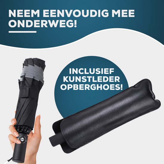 Opvouwbare Stormparaplu - 105 CM - Automatisch in- en uitklapbaar - Stormbestendig tot 140 km/h - Inclusief luxe beschermhoes
Translation: Folding Storm Umbrella