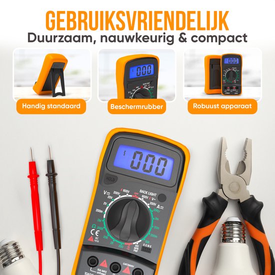 "Strex Digital Multimeter - AC/DC - Includes 9V Duracell Battery, Clamp Meters & Storage Case - Multi Meter"
Product Name in English: Strex Digital Multimeter