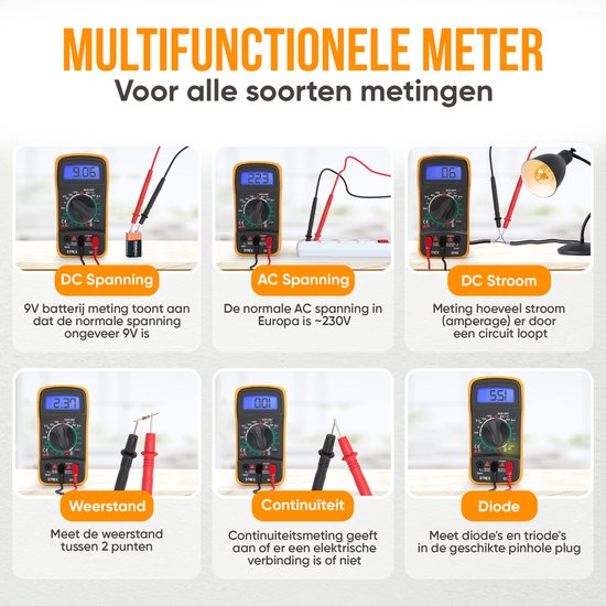 "Strex Digital Multimeter - AC/DC - Includes 9V Duracell Battery, Clamp Meters & Storage Case - Multi Meter"
Product Name in English: Strex Digital Multimeter