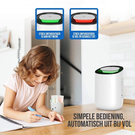Stille Strex Luchtontvochtiger - 600ml/dag - Voor Huis, Slaapkamer & Kantoor
English product name: Quiet Strex Dehumidifier