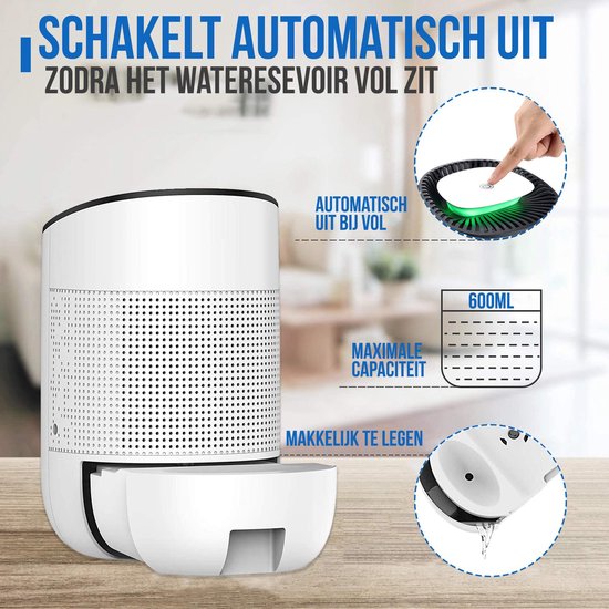 Stille Strex Luchtontvochtiger - 600ml/dag - Voor Huis, Slaapkamer & Kantoor
English product name: Quiet Strex Dehumidifier