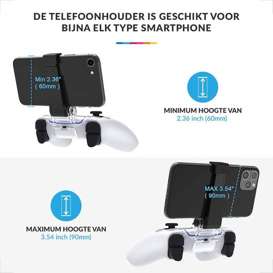 PS5 Controller Phone Mount – Universal Smartphone Clip for Playstation 5 – Crystal Clear