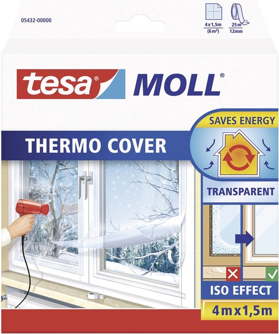 "Tesa Tesamoll Thermo Cover PE Window Insulation Film - 4 x 1.5 meters"
Product Name in English: Tesa Tesamoll Thermo Cover PE Window Insulation Film