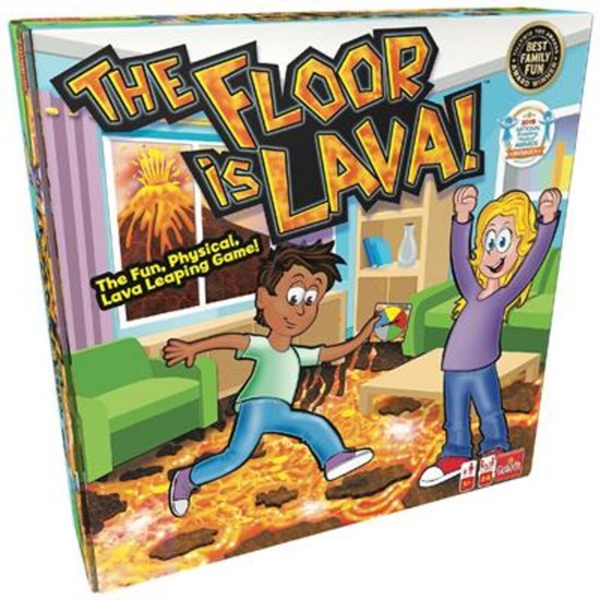 "The Floor is Lava - Actiespel - Kinderspel (ML)" kan worden herschreven als: "The Floor is Lava - Actiespel voor kinderen (ML)".
De Engelse productnaam zonder leestekens eromheen is: "The Floor is Lava - Action Game - Children's Game (ML)".