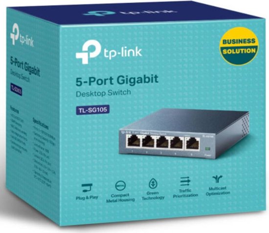 "TP-Link TL-SG105 - Netwerk Switch" kan worden herschreven als "TP-Link TL-SG105 Ethernet Switch - 5 Poorten".
De Engelse productnaam zonder leestekens is "TPLink TLSG105 Ethernet Switch 5 Port".