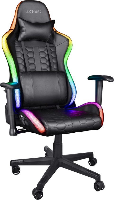 Trust GXT 716 Rizza Gaming Stoel met RGB Verlichting - Zwart
Trust GXT 716 Rizza Gaming Chair with RGB Lighting - Black