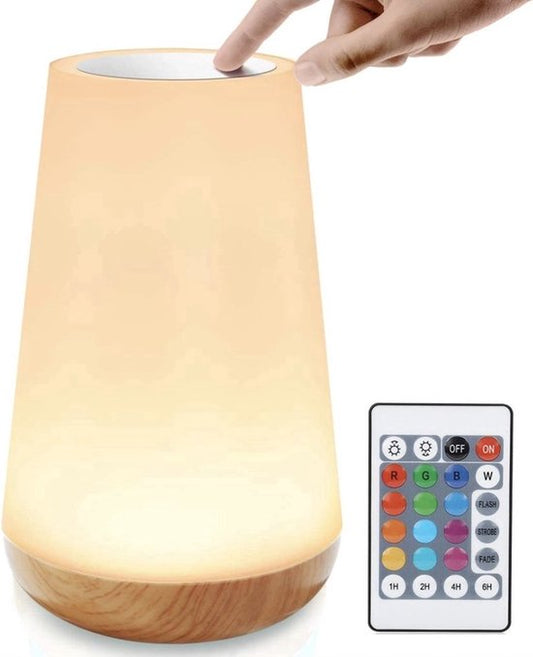 USB Rechargeable Night Light With Remote Control, White Warm Light and 13 RGB Colors - Wake-up Light - Mood Lamp - LED Lighting - Reading Lamp - Table Lamp - Bedside Lamp for Baby, Children & Adults - Dimmable - Touch Control - 15CM
USB Rechargeable Night Light