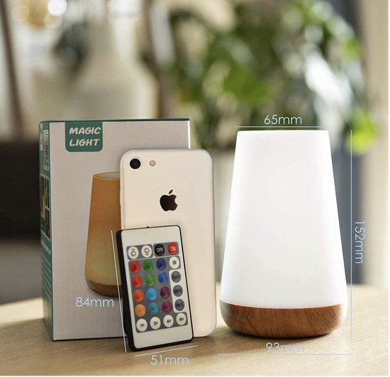 USB Rechargeable Night Light With Remote Control, White Warm Light and 13 RGB Colors - Wake-up Light - Mood Lamp - LED Lighting - Reading Lamp - Table Lamp - Bedside Lamp for Baby, Children & Adults - Dimmable - Touch Control - 15CM
USB Rechargeable Night Light