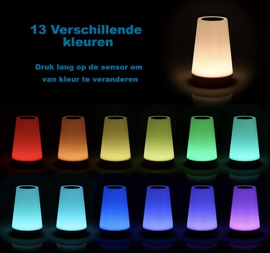 USB Rechargeable Night Light With Remote Control, White Warm Light and 13 RGB Colors - Wake-up Light - Mood Lamp - LED Lighting - Reading Lamp - Table Lamp - Bedside Lamp for Baby, Children & Adults - Dimmable - Touch Control - 15CM
USB Rechargeable Night Light
