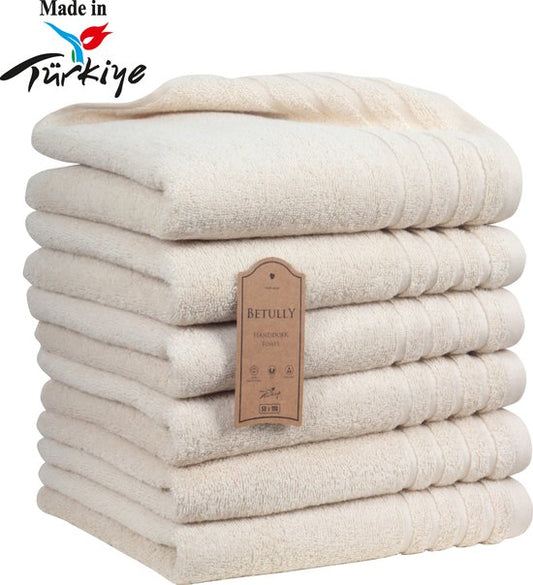 "Magnee Towels - 50 x 100 cm - Set of 6 - Hotel Quality - Heavyweight 500 g/m2 Natural Cream"
"Magnee Towels"