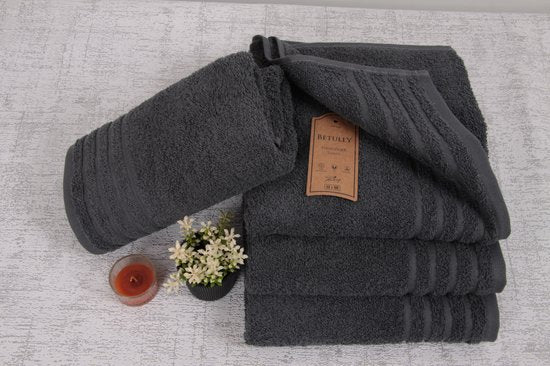 "Veehaus Vallant - Set van 6 Handdoeken 50 x 100 cm - Hotelkwaliteit - Zware kwaliteit 500 g/m2 Antraciet"
Productnaam in het Engels: Veehaus Vallant Towels