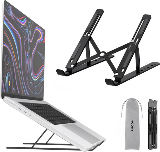 "Verstelbare Ergonomische Aluminium Laptop Standaard voor op kantoor - Zwart" 
"Voomy Office Laptop Stand Adjustable - Ergonomic Stand - Aluminum - Black"