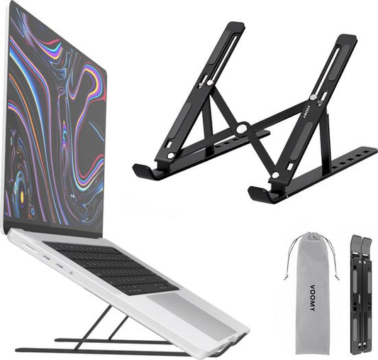 "Verstelbare Ergonomische Aluminium Laptop Standaard voor op kantoor - Zwart" 
"Voomy Office Laptop Stand Adjustable - Ergonomic Stand - Aluminum - Black"