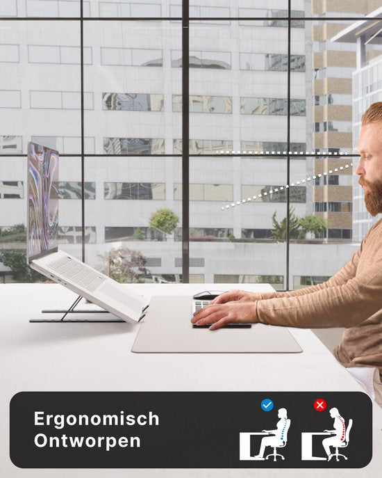 "Verstelbare Ergonomische Aluminium Laptop Standaard voor op kantoor - Zwart" 
"Voomy Office Laptop Stand Adjustable - Ergonomic Stand - Aluminum - Black"
