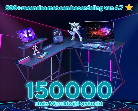 Xergonomic Gaming Corner Desk - Computer Table - Gaming Desk - 130cm x 130cm x 96.5 cm - Black
Xergonomic Gaming Corner Desk