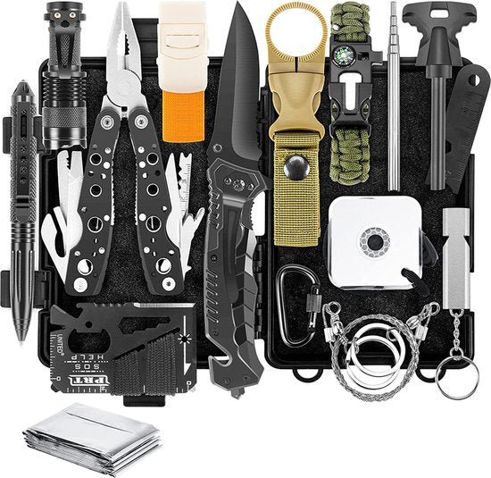 YONO Outdoor Survival Kit - Bracelet - Pocket Knife - Flashlight - Fire Starter - Compass and more - XL Set
YONO Outdoor Survival Kit