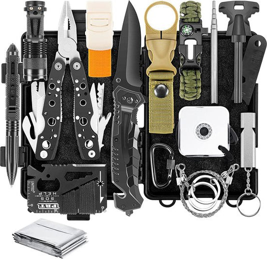 YONO Outdoor Survival Kit - Bracelet - Pocket Knife - Flashlight - Fire Starter - Compass and more - XL Set
YONO Outdoor Survival Kit