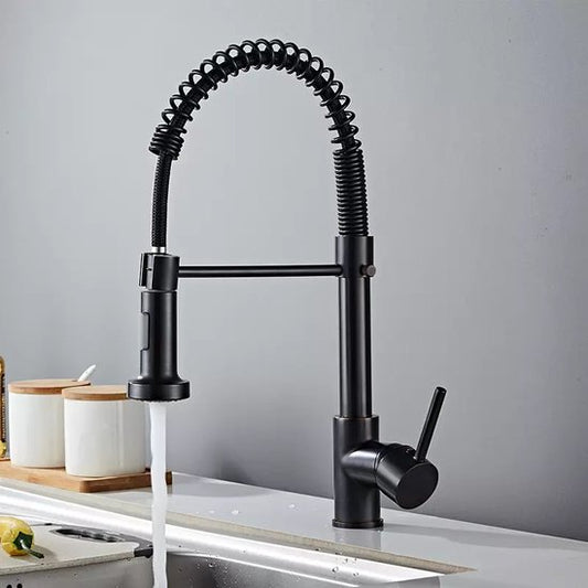 "Stijlvolle Zwarte Keukenkraan met Uittrekbare Uitloop en Flexibele Slang"
Productnaam in het Engels: "Black Kitchen Faucet with Pull-Out Spout and Flexible Hose"