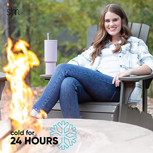 Simple Modern 40 oz Tumbler with Handle and Straw Lid | Insulated Cup Reusable Stainless Steel Water Bottle Travel Mug Cupholder Friendly | Gifts for Women Him Her | Trek Collection | Lavender Mist