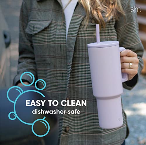 Simple Modern 40 oz Tumbler with Handle and Straw Lid | Insulated Cup Reusable Stainless Steel Water Bottle Travel Mug Cupholder Friendly | Gifts for Women Him Her | Trek Collection | Lavender Mist