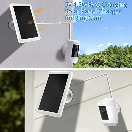Ring Camera Solar Panel, Solar Battery Charger, Power for Ring Spotlight Cam Plus/Pro, Ring Stick Up Cam, Type C and DC Plug Adapter, 5.5V 4.5W Fast Charging(1Pack)