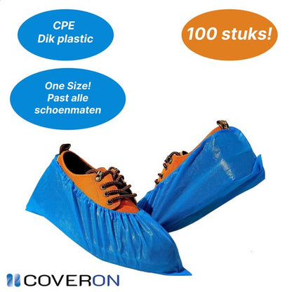 Durable Disposable Shoe Covers - 100 Pack - Heavy-Duty 40 MU CPE Protection