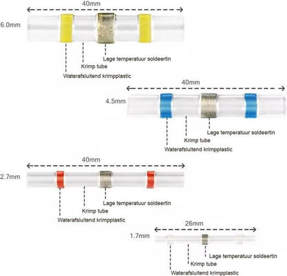 "250 Pcs Waterproof Solder Seal Wire Connectors Kit - Low Temp Heat Shrink Tubing - Color-Coded Solder Sleeves - Electrical Cable Terminals Set"