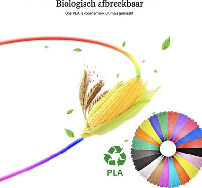 "Navullingen voor 3D-pennen - PLA Filament - 21 kleuren - 110 meter - 1,75mm - Glow in the dark - Geschikt voor bijna alle 3D-pennen"

Productnaam in het Engels: "3D Pen Refills"